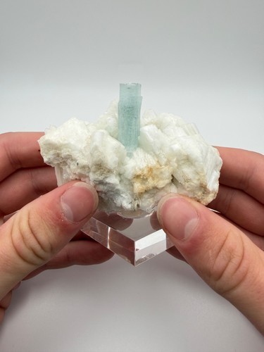 Gem blue aquamarine crystal - blue,