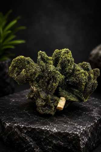 Natural green epidote - green, with